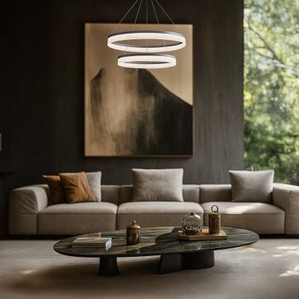 LED Lustr na lanku GALA LED/54W/230V pr. 60 cm stříbrná