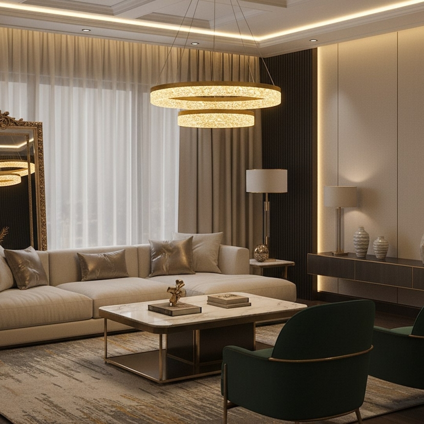 LED Lustr na lanku GALA LED/54W/230V pr. 60 cm zlatá