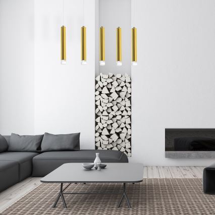 LED Lustr na lanku GOLDIE 5xLED/25W/230V zlatá