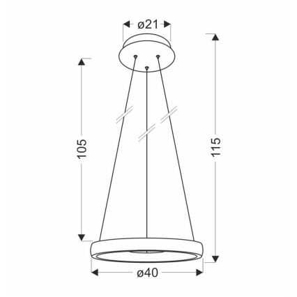 LED Lustr na lanku HASHIM LED/22W/230V pr. 40 cm měděná