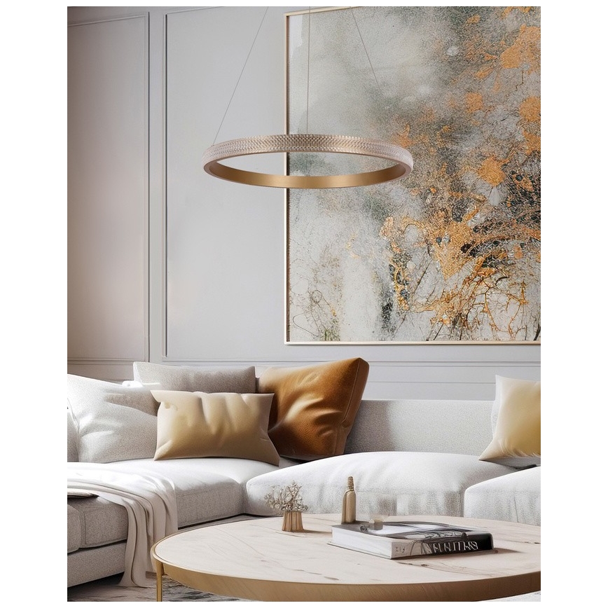 LED Lustr na lanku HASHIM LED/34W/230V pr. 60 cm měděná