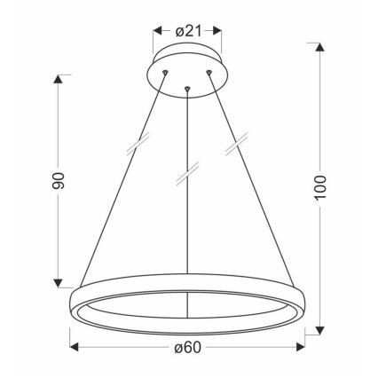 LED Lustr na lanku HASHIM LED/34W/230V pr. 60 cm měděná