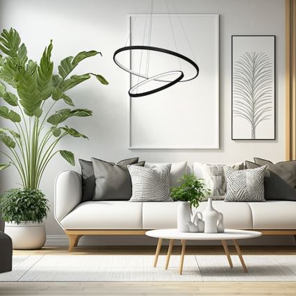 LED Lustr na lanku HOOP LED/51W/230V pr. 60 cm 4000K černá