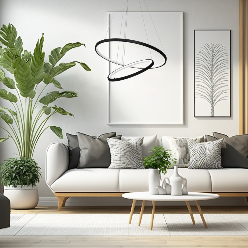 LED Lustr na lanku HOOP LED/51W/230V pr. 60 cm 4000K černá