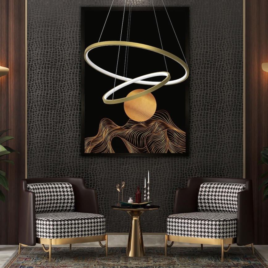 LED Lustr na lanku HOOP LED/51W/230V pr. 60 cm 4000K zlatá