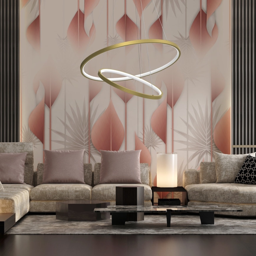 LED Lustr na lanku HOOP LED/51W/230V pr. 60 cm 4000K zlatá