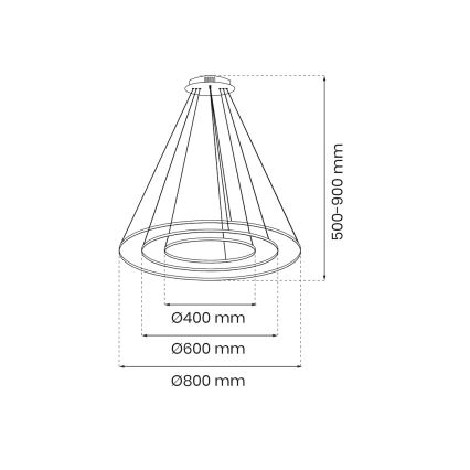 LED Lustr na lanku HOOP LED/93W/230V pr. 60 cm 4000K černá