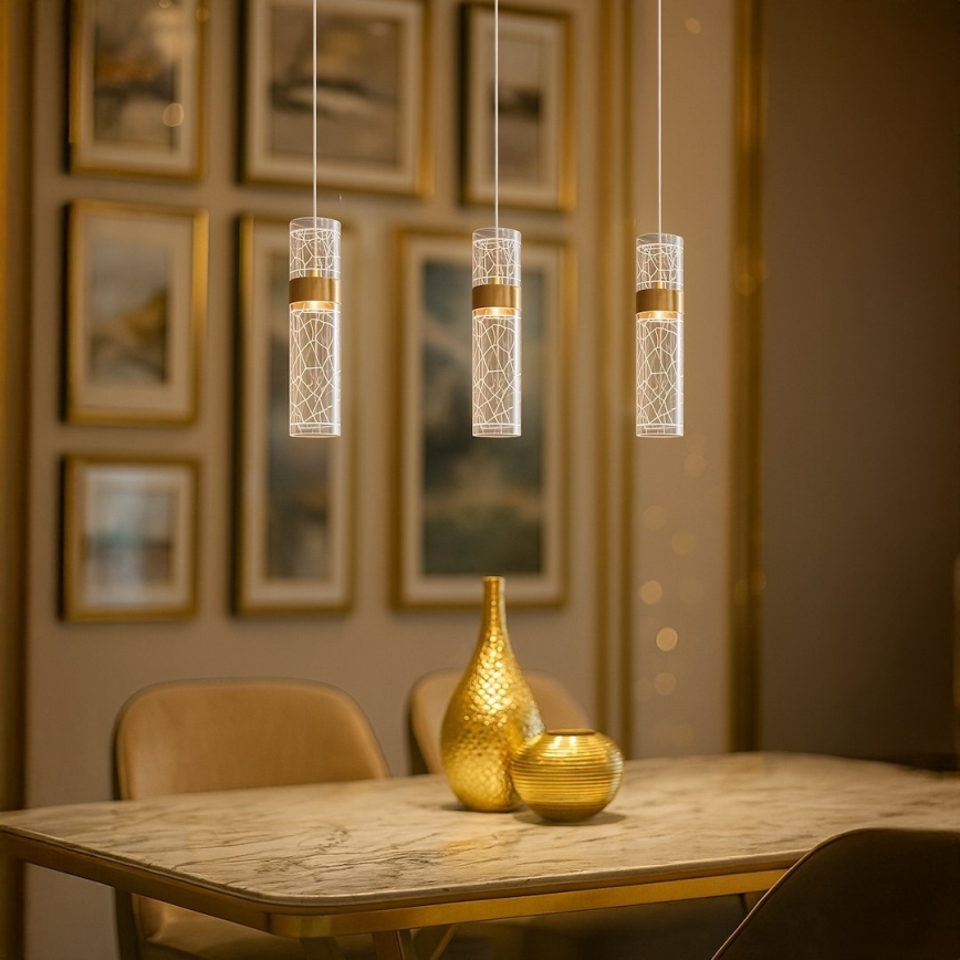 LED Lustr na lanku LAGOS LED/24W/230V zlatá