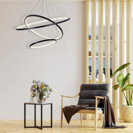 LED Lustr na lanku LEA LED/60W/230V 4000K pr. 80 cm černá