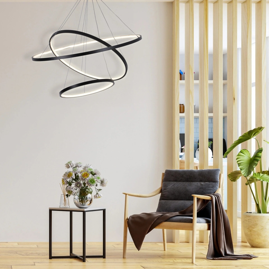 LED Lustr na lanku LEA LED/60W/230V 4000K pr. 80 cm černá