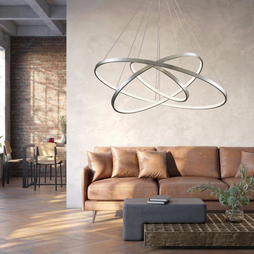 LED Lustr na lanku LEA LED/60W/230V 4000K pr. 80 cm matný chrom