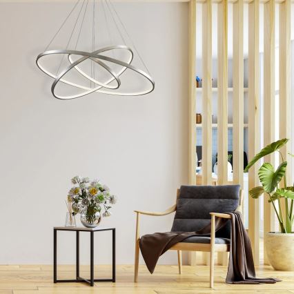 LED Lustr na lanku LEA LED/60W/230V 4000K pr. 80 cm matný chrom