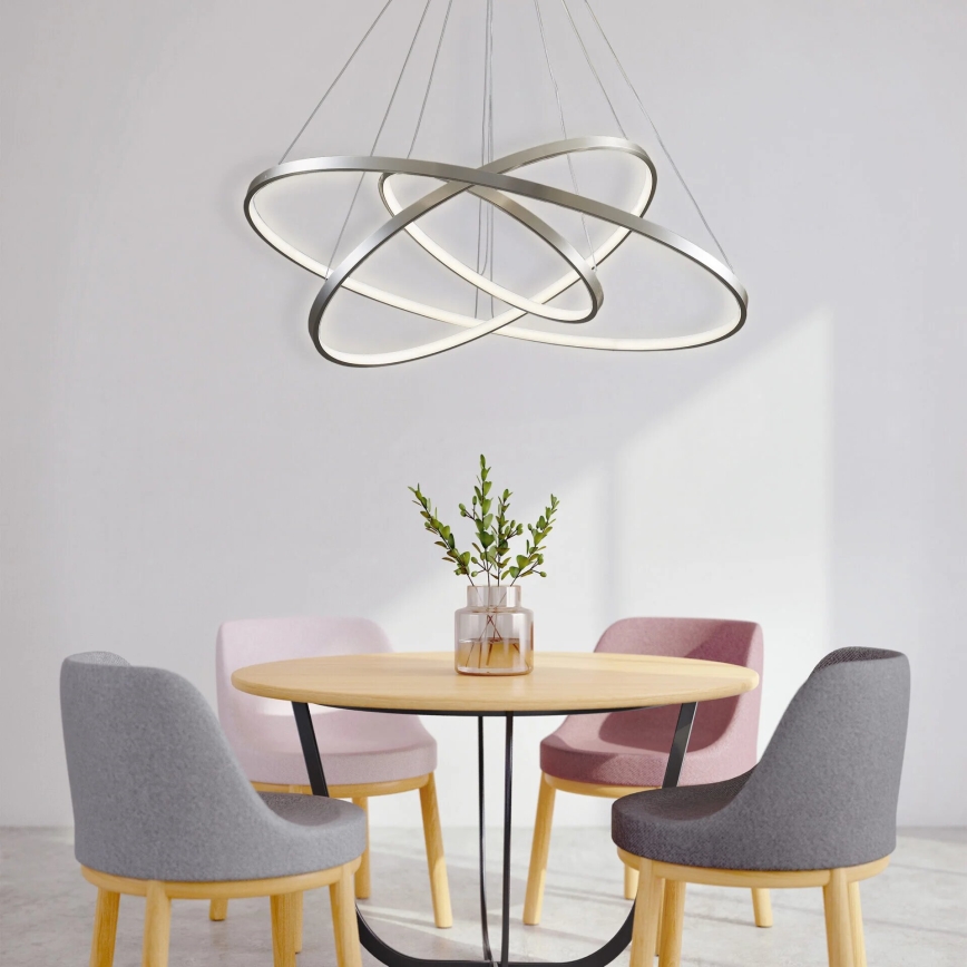 LED Lustr na lanku LEA LED/60W/230V 4000K pr. 80 cm matný chrom