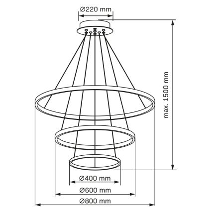LED Lustr na lanku LEA LED/60W/230V 4000K pr. 80 cm matný chrom