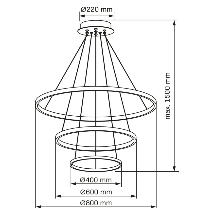LED Lustr na lanku LEA LED/60W/230V 4000K pr. 80 cm matný chrom