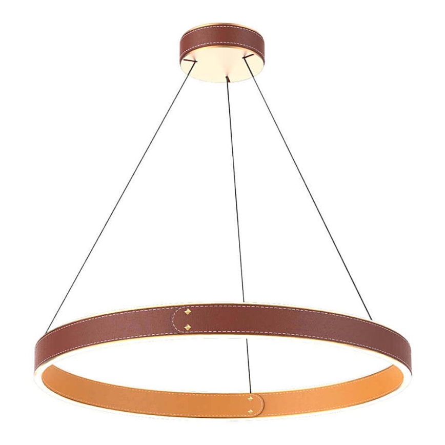 LED Lustr na lanku LEATHER LED/47,8W/230V hnědá/oranžová