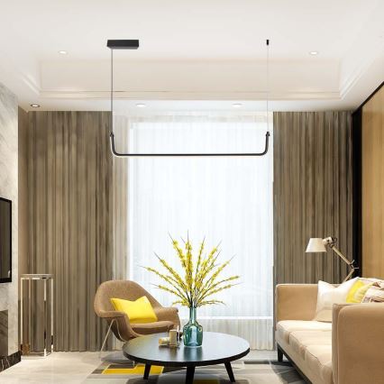 LED Lustr na lanku LED/12W/230V 4000K 90 cm černá