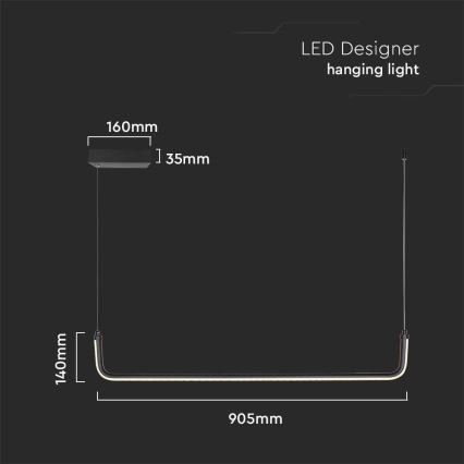 LED Lustr na lanku LED/12W/230V 4000K 90 cm černá