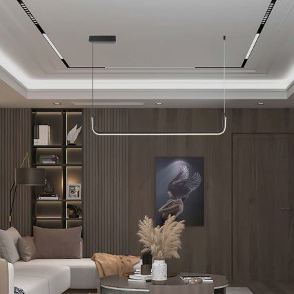 LED Lustr na lanku LED/12W/230V 4000K černá
