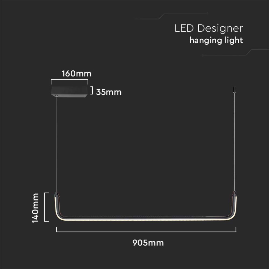 LED Lustr na lanku LED/12W/230V 4000K černá