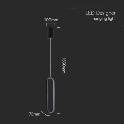 LED Lustr na lanku LED/13W/230V 4000K černá