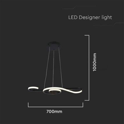 LED Lustr na lanku LED/18W/230V 3000K černá