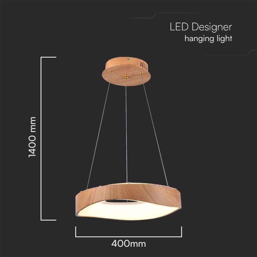 LED Lustr na lanku LED/18W/230V 3000K ø 40 cm hnědá