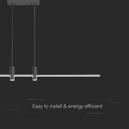 LED Lustr na lanku LED/19W/230V 3000K černá