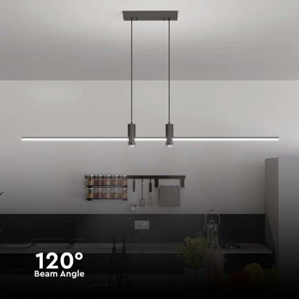 LED Lustr na lanku LED/19W/230V 3000K černá