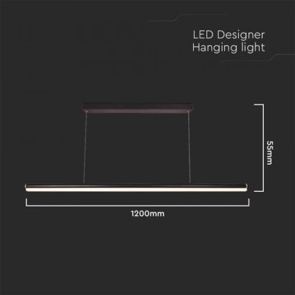 LED Lustr na lanku LED/23W/230V 4000K 120 cm černá