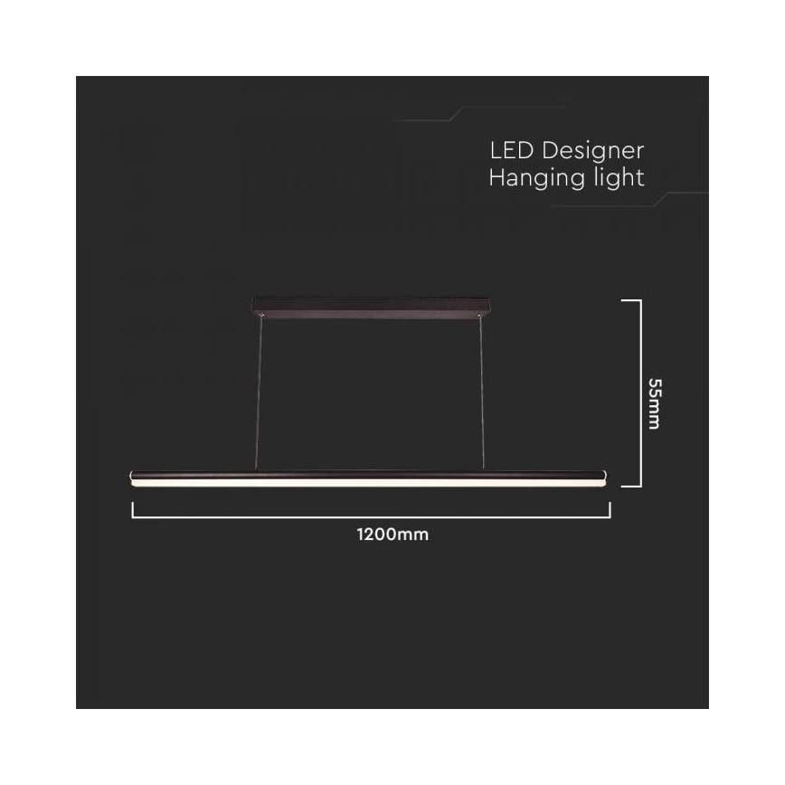 LED Lustr na lanku LED/23W/230V 4000K 120 cm černá