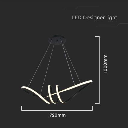 LED Lustr na lanku LED/24W/230V 3000K černá