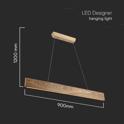LED Lustr na lanku LED/24W/230V 3000K hnědá