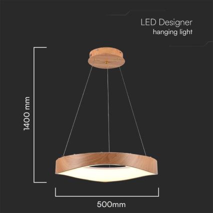 LED Lustr na lanku LED/25W/230V 3000K ø 50 cm hnědá