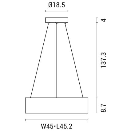 LED Lustr na lanku LED/30W/230V 3000K 45x45 cm černá