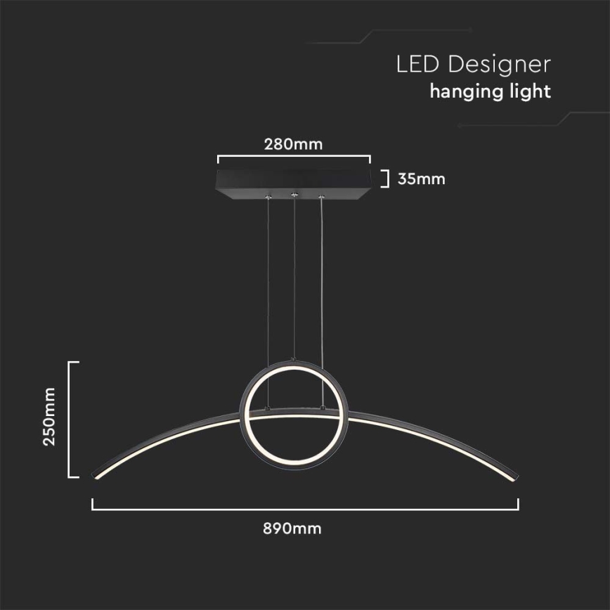 LED Lustr na lanku LED/30W/230V 4000K černá