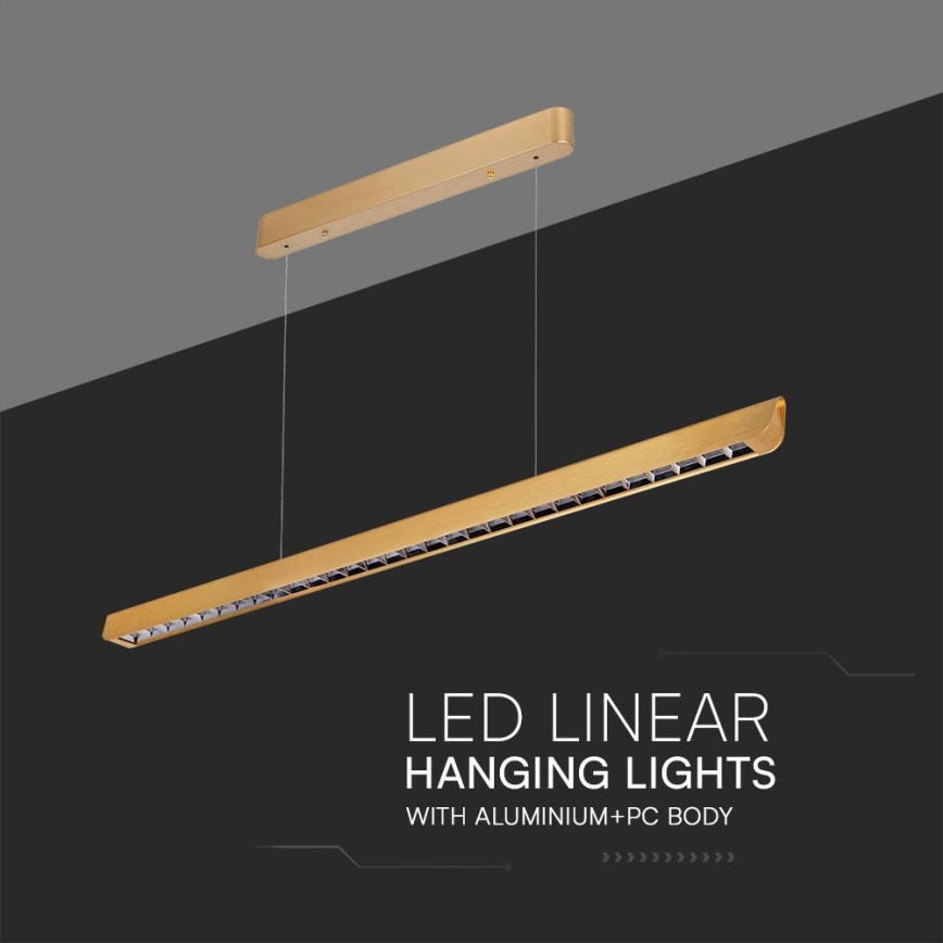 LED Lustr na lanku LED/36W/230V 3000/4000/6400K zlatá