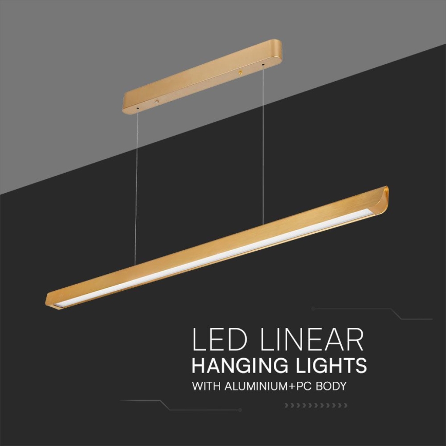 LED Lustr na lanku LED/36W/230V 3000/4000/6400K zlatá