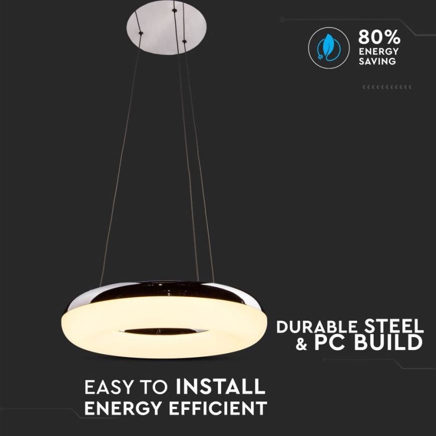 LED Lustr na lanku LED/40W/230V 3000K pr. 40 cm lesklý chrom