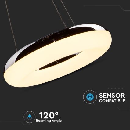 LED Lustr na lanku LED/40W/230V 3000K pr. 40 cm lesklý chrom