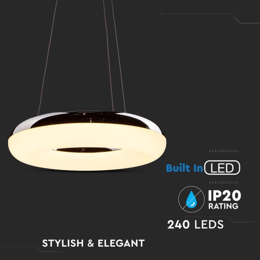 LED Lustr na lanku LED/40W/230V 3000K pr. 40 cm lesklý chrom