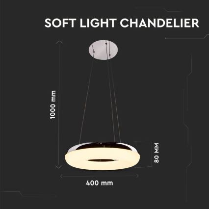 LED Lustr na lanku LED/40W/230V 3000K pr. 40 cm lesklý chrom