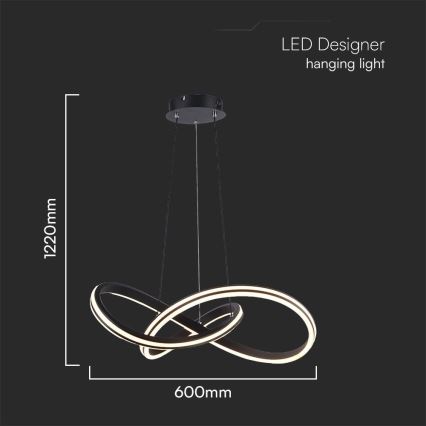 LED Lustr na lanku LED/40W/230V 3000/4000/6400K