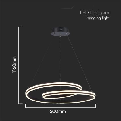 LED Lustr na lanku LED/40W/230V 3000/4000/6400K