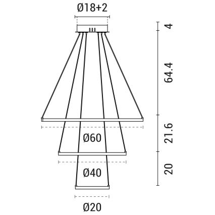 LED Lustr na lanku LED/42W/230V 3000K černá