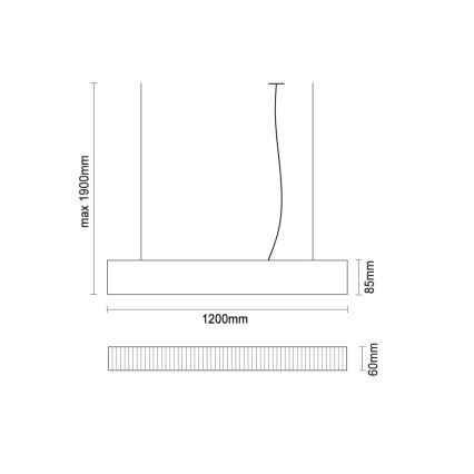 LED Lustr na lanku LED/55W/230V 3000/4000/6500K 120 cm černá