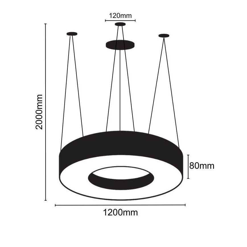 LED Lustr na lanku LED/60W/230V 4000K pr. 120 cm černá