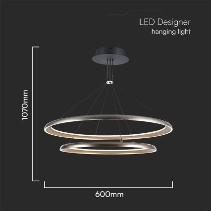 LED Lustr na lanku LED/65W/230V 3000K