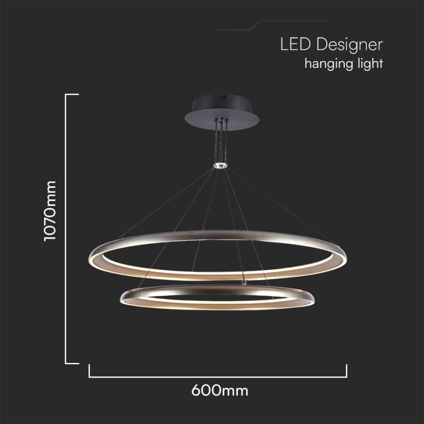 LED Lustr na lanku LED/65W/230V 3000K