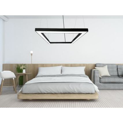 LED Lustr na lanku LED/80W/230V 4000K 120x120 cm černá
